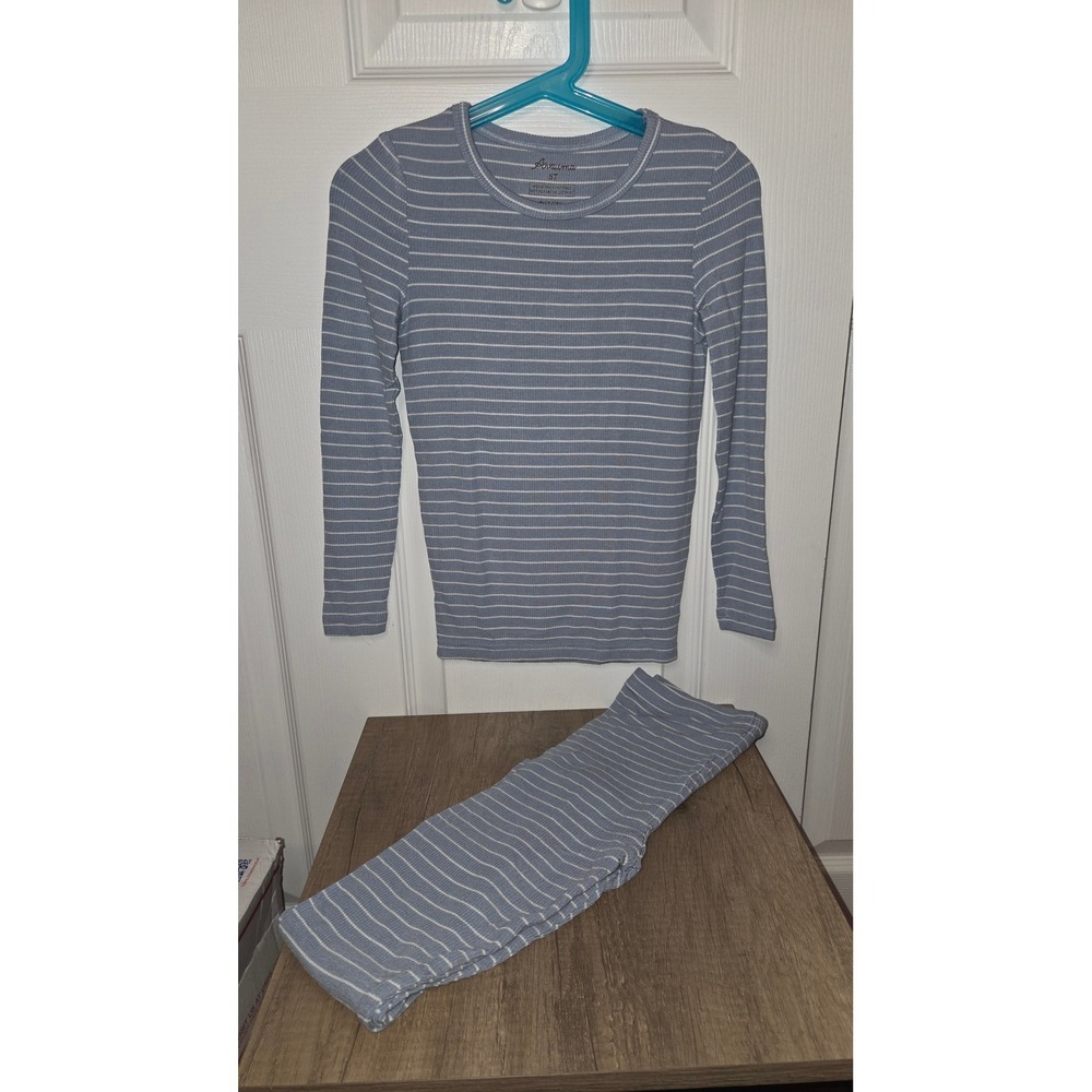Arshuma Toddler Pajama Sets 5T Blue Taupe Striped Ribbed Snug Fit 2-Pack Pajamas